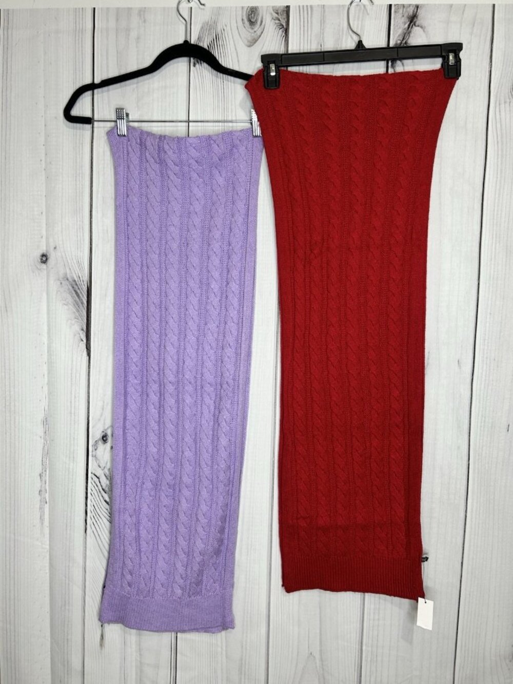 NWT Lot of 2 Talbots Scarfs Women's One Size Red Purple Cable Knit Cotton Blend